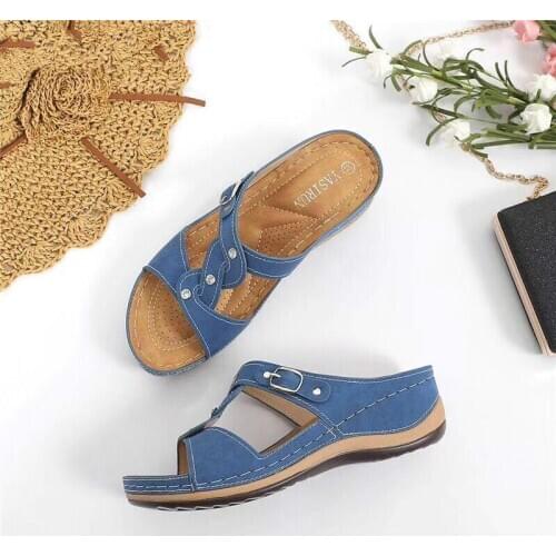 Women Summer Open Toe Comfy Sandals Super Soft Premium Orthopedic Low Heels Walking Sandals Corrector Sandalias De Mujer 2020