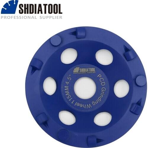 SHDIATOOL 1pc Or 2pcs Dia 4.5"/5" PCD Grinding Cup Wheel Bore 22.23mm Polycrystalline Diamond Grinding Wheel