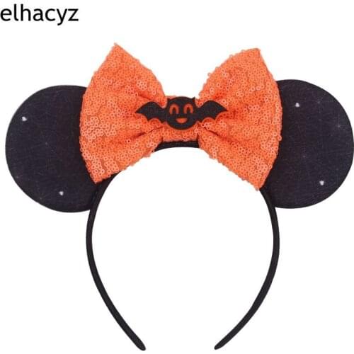 1PC Chic Halloween 5'' Bow Mouse Ears Headband Halloween Festival DIY Party Pumpkin Devil Bow Children Girls Hair Accessories
