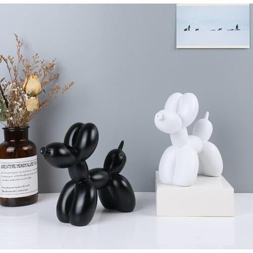 Nordic Cute Balloon Dog Resin Crafts Ornaments Living Room Bedroom Milk Tea Shop Desktop Decoration Animals Home Accessories