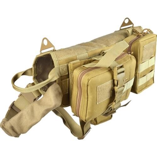 Tactifans 600D Nylon Molle K9 Training Software Improved Tactical Dog Harness Vest Pet First Aid Attatchment Pouch Accessories