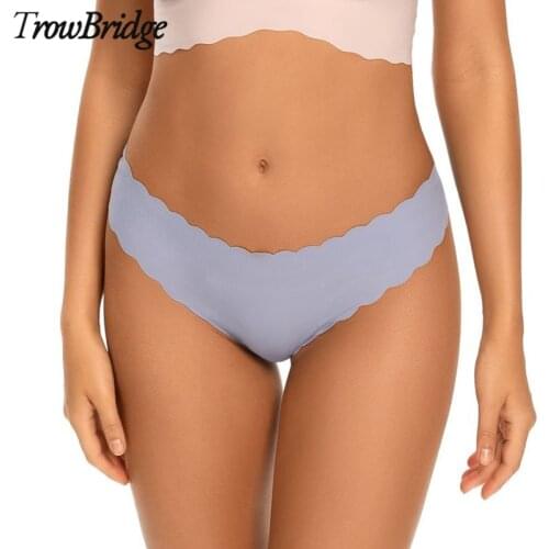 TrowBridge Striped Sexy Thong Panties Seamless Womens Underwear Sports Breathable G-String Hot Sale Girl Tanga Satin Underpants