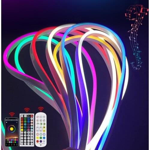 Tuya Smart LED Neon Strip Light 12V RGB Dimmable Silicone Cuttable Tape Wifi Bluetooth APP Remote Control Music Mode Strip