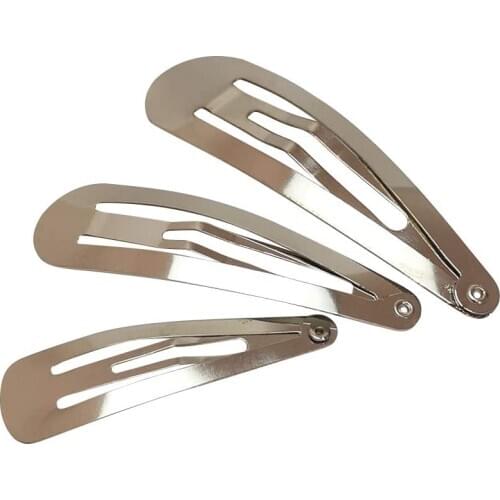 50pcs/pack Silver Tone Snap Hair Clips 45/60/70MM Craft Bow Handmade DIY Hair Accessories for Women Girls Hairgrip Hair Clip