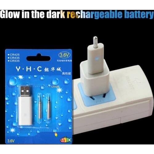 2Pcs Fishing Float Battery Rechargeable 1/2 Holes CR425 USB Charger Electronic Batteries for LED Fishing Buoy Tackle Accessories