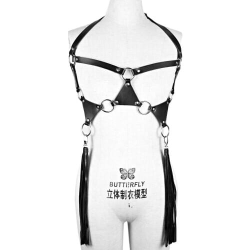 UYEE Sexy Leather Harness Lingerie Women Underwear Bra Suspenders Belt Bustier Corset Punk Rock Prom Dresses Stockings Bondage