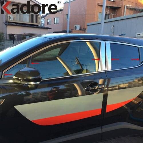 Window Center Pillar Cover Trim For Toyota CHR C-HR 2016 2017 2018 2019 Stainless Steel Window Post Strips Car Styling 10pcs