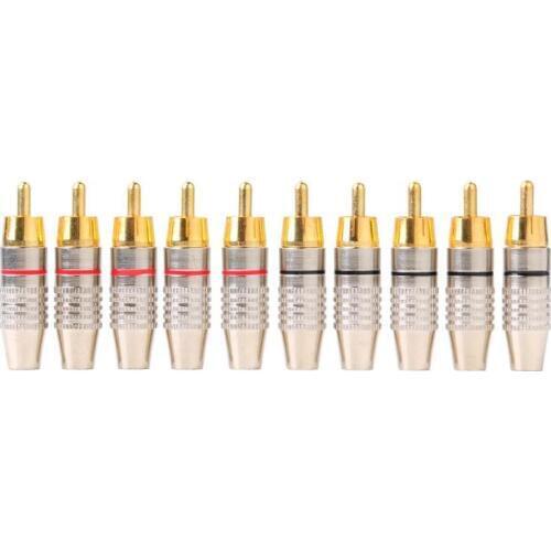 10pcs Professional Made Copper RCA Soldering Connector Audio Video Locking Cable Plug DIY RCA Speaker Adapter Plugs