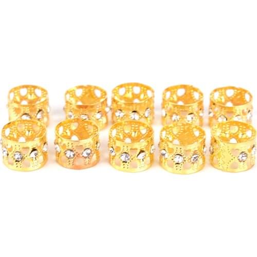 10pcs Dreadlocks Adjustable Hair Braid Cuff Clips For Braids Hair Beads Easy To Use Metal Tube Ring Dreadlock Beads