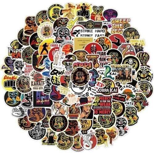 102PCS Cobra Kai Stickers DIY Waterproof Luggage Phone Guitar Skateboard Cool Graffiti Sticker For Laptop Decal for Kid Toy Gift