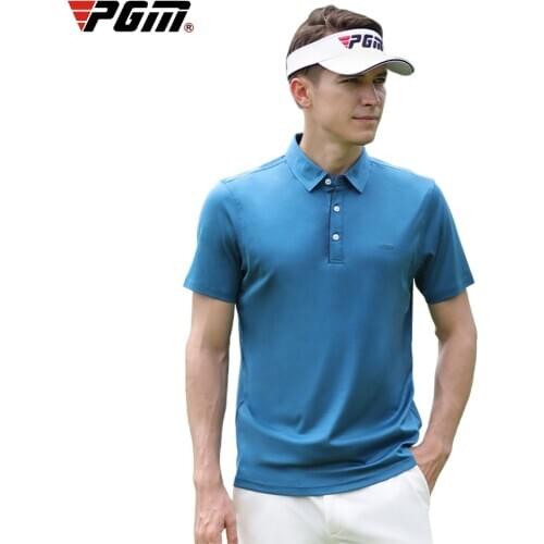 2020 PGM Summer New golf clothing Sportswear mens short-sleeved t-shirt golf casual cotton breathable Quick Dry blue Golf shirt