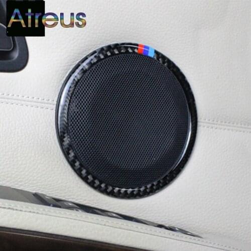 2X Carbon Fiber Car door Speaker Decorative Circle Sticker Loudspeaker Trim Car Styling For BMW E90 320i 325i E84 X1 Accessories
