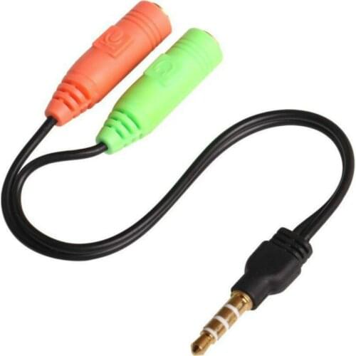 3.5mm Stereo Aux Cable Male to 2 Female Headphone Mic Y Splitter Adapter Audio Line for Speaker Microphone Smartphone 1000pcs