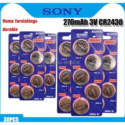 30pcs Original Sony CR2430 CR 2430 Button Coin Batteries DL2430 BR2430 KL2430 3V Lithium Battery For Watch Toy hearing aids