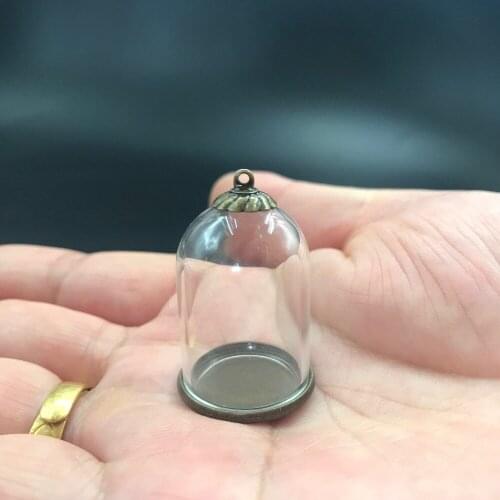 30x20mm Craft Little Prince Rose Glass Dome With Pendant Bronze Base Top Beads Cap Glass Vial Necklace pendant Diy Wedding Decor