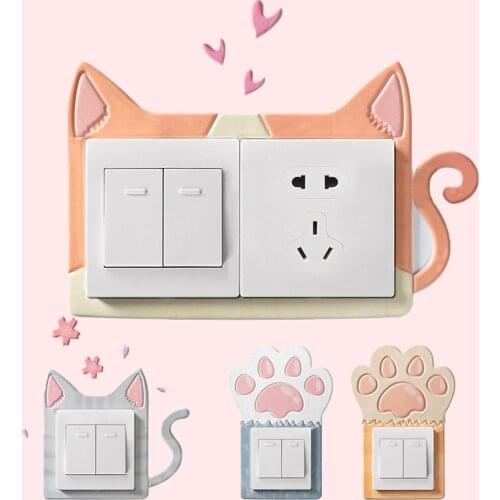 3D Wall Socket Cover Cartoon Cat Light Switch Sticker Home Bedroom Room Decor for Kids Cute Decoration for Girls Room