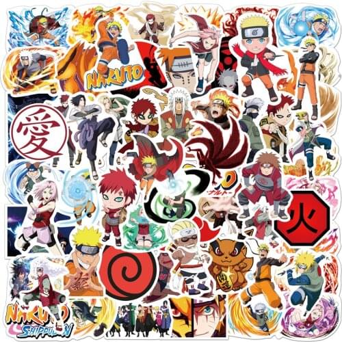 50/100pcs Anime Naruto Sasuke Stickers Cartoon For Snowboard Laptop Luggage Fridge Car- Styling Vinyl Decal Home Decor Sticker