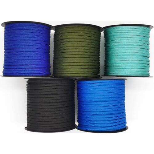 550 Military 50M 7-Core Paracord Rope 4mm Outdoor Polyester Parachute Cord Camping Survival Umbrella Tent Bundle