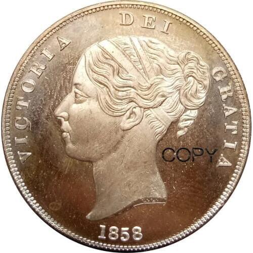 Great Britain Victoria 1 Penny 1858 Red Copper Copy Coin