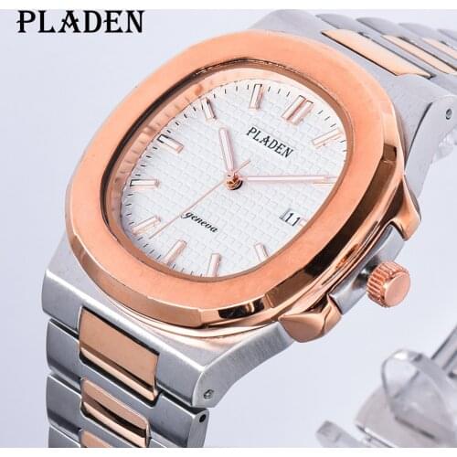 PLADEN Fashion Men Watch Famous Brand White Dail Stainless Steel Quartz Timepiece Luminous Simple Business Dress Male Clock Gift