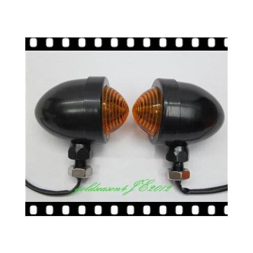 Black / Amber TURN SIGNAL Bullet LIGHT for Harley Bobber Chopper Cruiser Custom