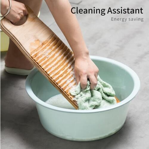 Wood Washboard Washing board with Rectangle Handle Hand Wash Board for Laundry Clothes Bamboo Thickened Washboard