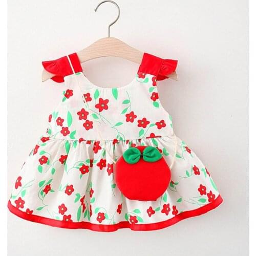 Toddler Baby Kids Girls Dresses Ruched Floral Flowers Printing Pattern Summer Princess Dresses Fashion Lovely Clothes