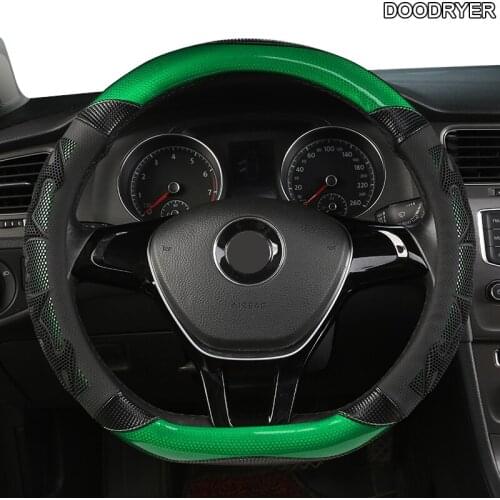 DOODRYER Carbon Fiber Leather Car Steering Wheel Cover For Range Land Rover Defender Freelander Discovery Sport X9 Evoque