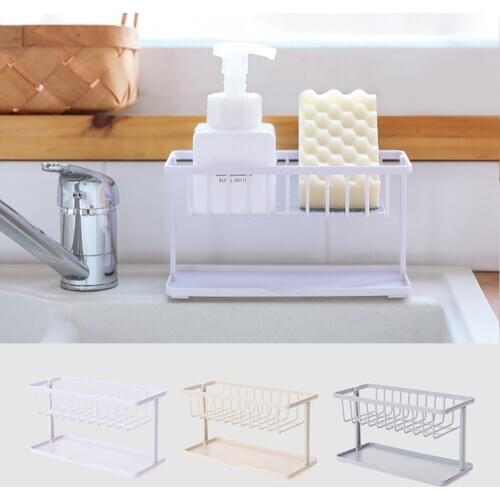 Double Sponge Drain Storage Rack Household Kitchen Cleaning Rag Rack Sink Countertop Rack Kitchen Organizer