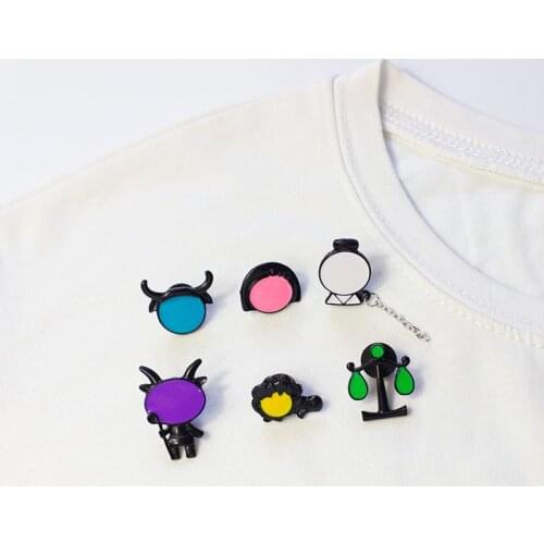 Cartoon 12 Constellations Enamel Fashion Brooch Bag Clothes Lapel Pin Sasha Away Badge Cartoon Jewelry Gift For People
