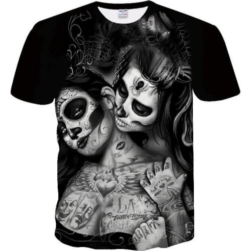 3D Fashion Terror Skulls Mens t-shirts Summer Casual O-Neck Hip Hop Print T-shirt Personality Graphic Short Sleeve t shirt Tops