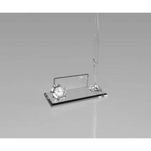 Ad Store Crystal Table Name Black and White glass Yellow Silver Colour Pencil Clock Made in Turkey