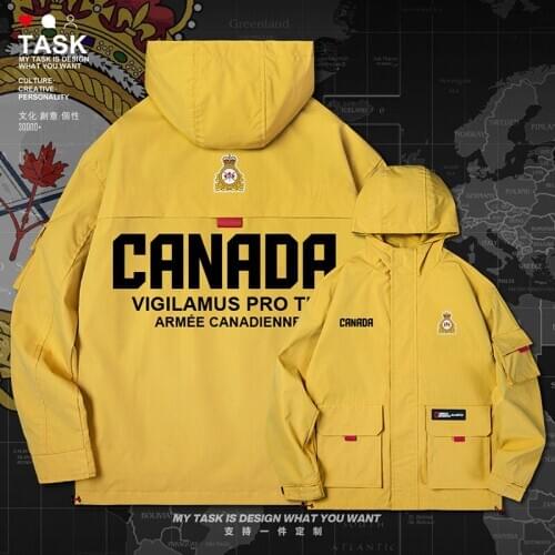 Canada Canadians CAN men jacket hooded Land Force logo army fan top windbreaker mens fashion mens for men coat autumn clothes