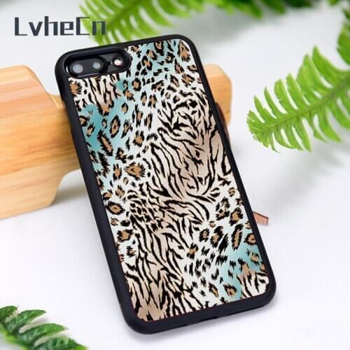 LvheCn Silicone Rubber Phone Case Cover for iPhone 6 6S 7 8 Plus X XS XR 11 12 Mini Pro Max Blue leopard
