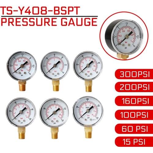 TS-Y408-BSPT Pressure Gauge 15/30/60/100/160/200/300psi 52mm Dial 1/8
