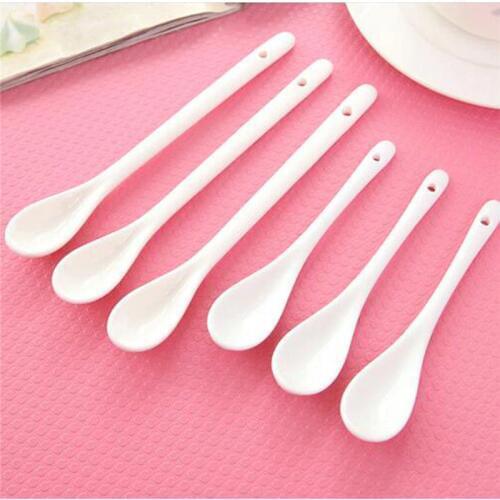 Mini cute small white rice dessert long soup children spoon ceramic kitchen table tools tableware children gift spoons