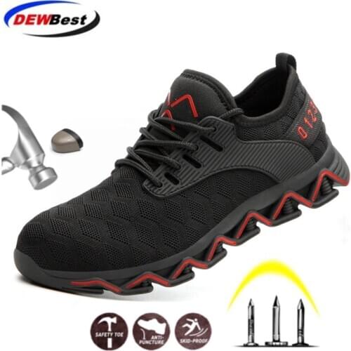 DEWBEST Fashion Outdoor Steel Toe Cap Anti-smashing Puncture Proof Construction sneakers BootsMen Work safety shoes