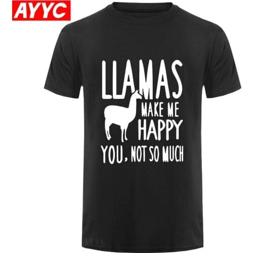 Llamas Make Me Happy Funny Printed T shirt Men Summer Casual Short Sleeve Tops Geek Tshirt Camisetas Masculina