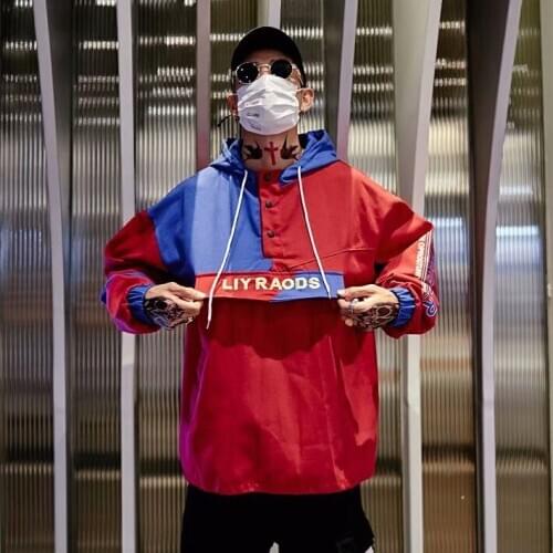 Hoodie men letters patchwork hip hop streetwear hooded sweatshirts spring autumn coat high quality Long sleeve tracksuits male