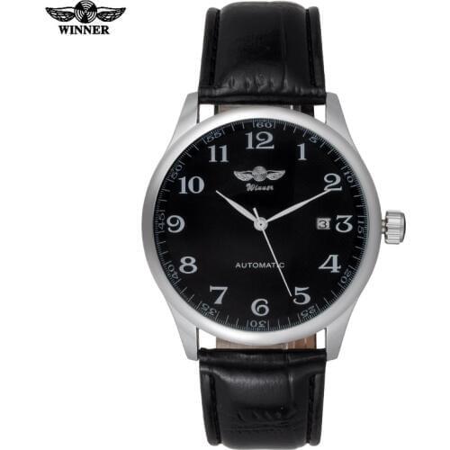TWINNER men mechanical watches fashion automatic auto date watches black leather strap wristwatch brand gift clock reloj hombre