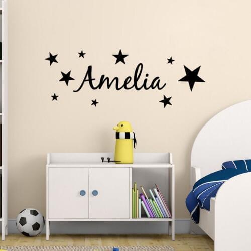Wall Decal Stars Kids Personalized Name Bedroom Vinyl Wall Decor Removable Art Sticker for Kids Nursery Room Wall Decal YM-140