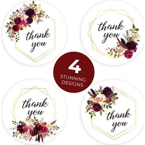 New 50-500pcs Cute Flower Thank You Series Round Sticker Seal Labes Mutifunction DIY Decorative Gifts Package Labels for Baking