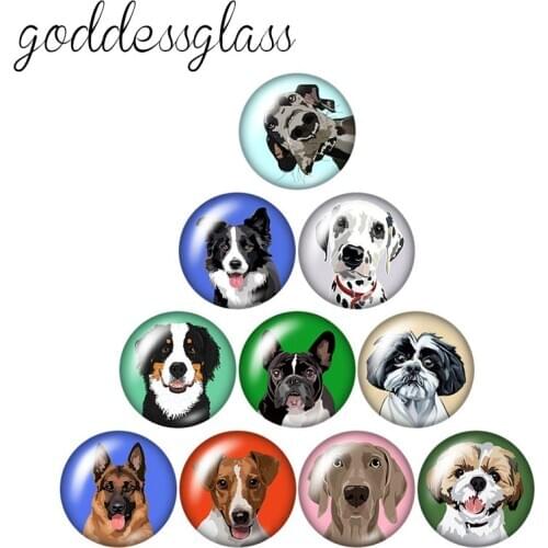 New Dog Love pet King Charles Spaniel dogs 10pcs 12mm/18mm/20mm/25mm Round photo glass cabochon demo flat back Making findings