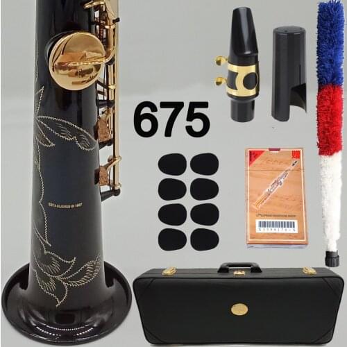 Brand New De Xin Saxophone Soprano 675 Professional Soprano Sax Custom Black Lacquer Mouthpiece Reeds Neck With Case