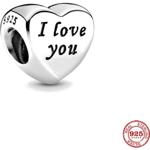 New Original European Heart I Love You Diy Bead Fit European Pandora Charms Bracelet Bangles Jewelry P131