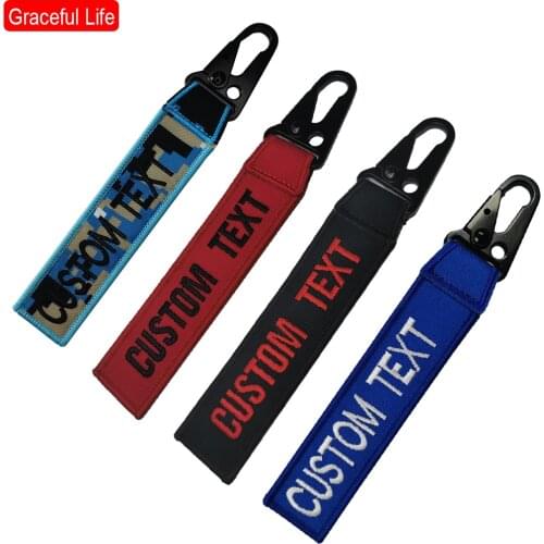 Personalied Keychain Name Patch Embroidery Key-Ring Accessories for Suitcase Bag Customized Luggage tag Luxury Eagle Beak Buckle