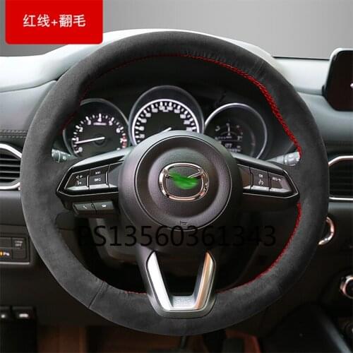 Suitable for Mazda 3/5/6 Atez Angsai cx-30 CX-5 CX-4 CX-7 Hand-stitched leather suede steering wheel cover