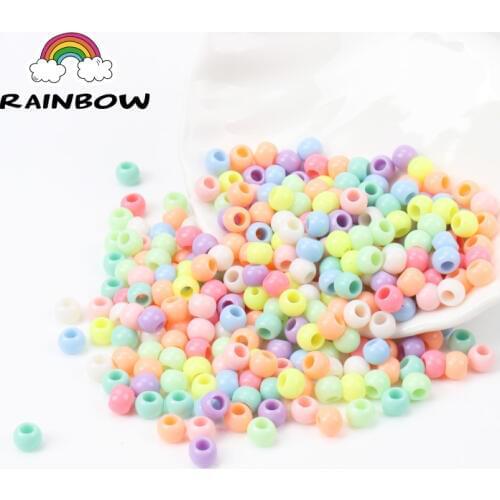 Mixed Colors Lucky Color charm Beads Cylinder Round Shape Acrylic Spacer Loose Beads Fit Jewelry DIY 6mm 8mm