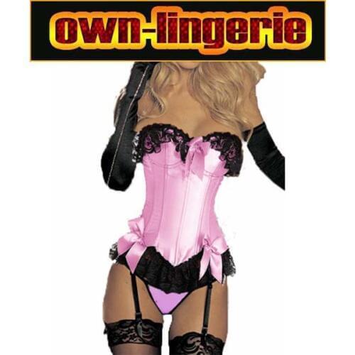 Pink Corset Tops Bustier Slimming Overbust Corselet Sexy Women Corsets And Bustiers bow
