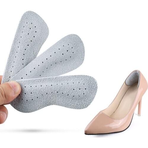 Cowhide Leather Heel Pad Sticker High Heel Insoles For Shoes Women Anti-dropping Anti-wear Foot Care Comfortable Adjustment Size